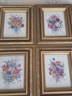 Vintage Barbara Mock Miniature Floral Bouquet Prints